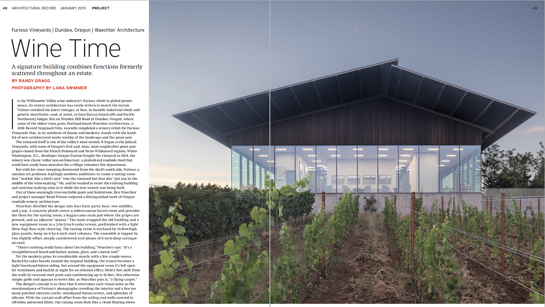 Architectural Record - Furioso Vineyards article